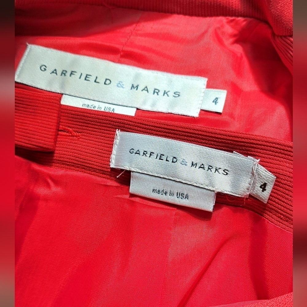 EUC Vintage Deadstock Garfield And Mark Red & White Trim Blazer & Skirt Size 4 - Picture 5 of 13